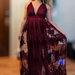 Windsor Morgan Formal Flocked Velvet Dress Maxi Small